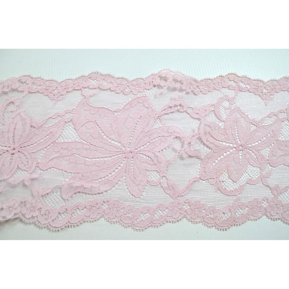 Vintage Pink Floral Lace Trim 5 " Wide BY THE YARD